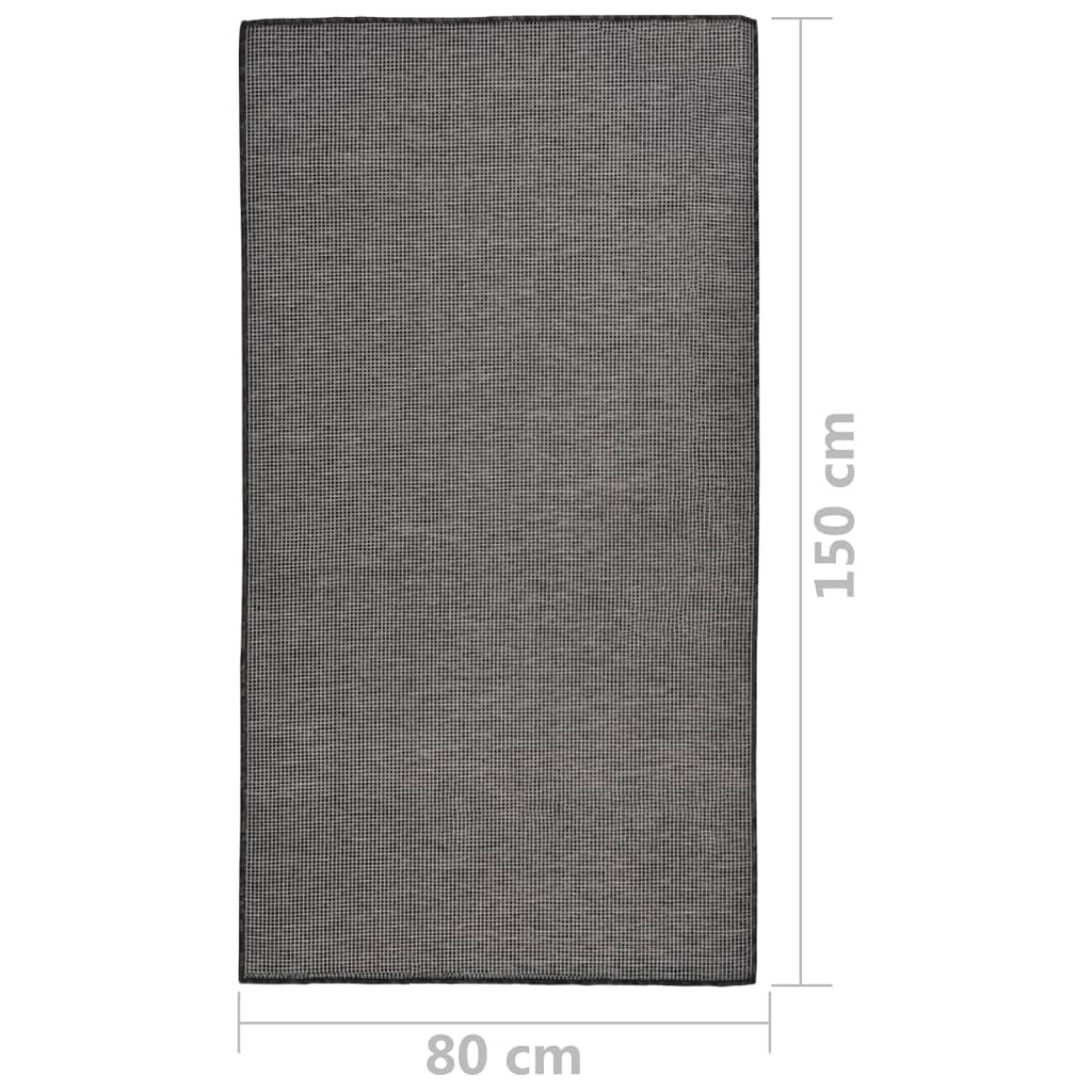 Flachgewebter Outdoor-Teppich 80x150 cm grau