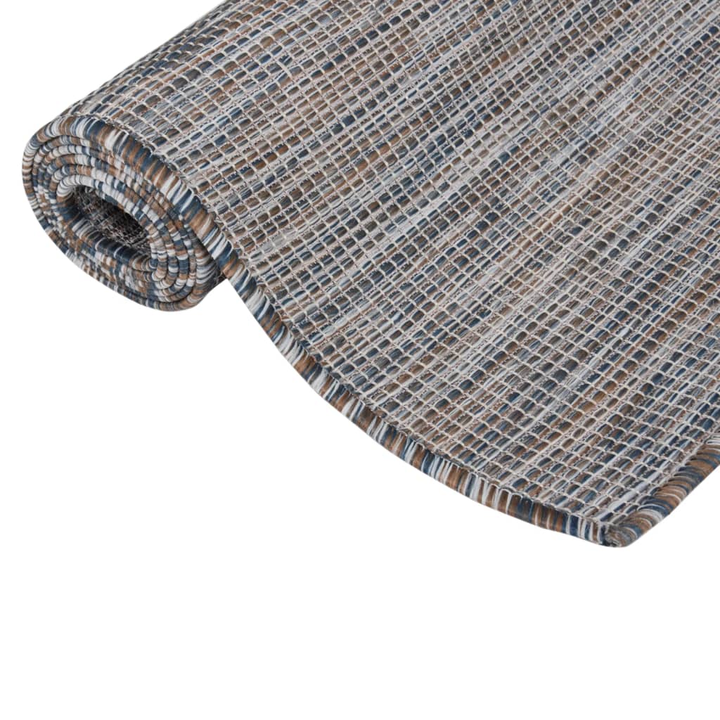 Outdoor-Teppich Flachgewebe 80x150 cm braun und blau