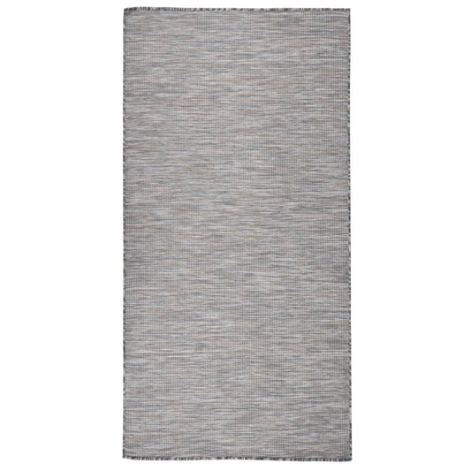 Outdoor rug Flatweave 100x200 cm brown and blue