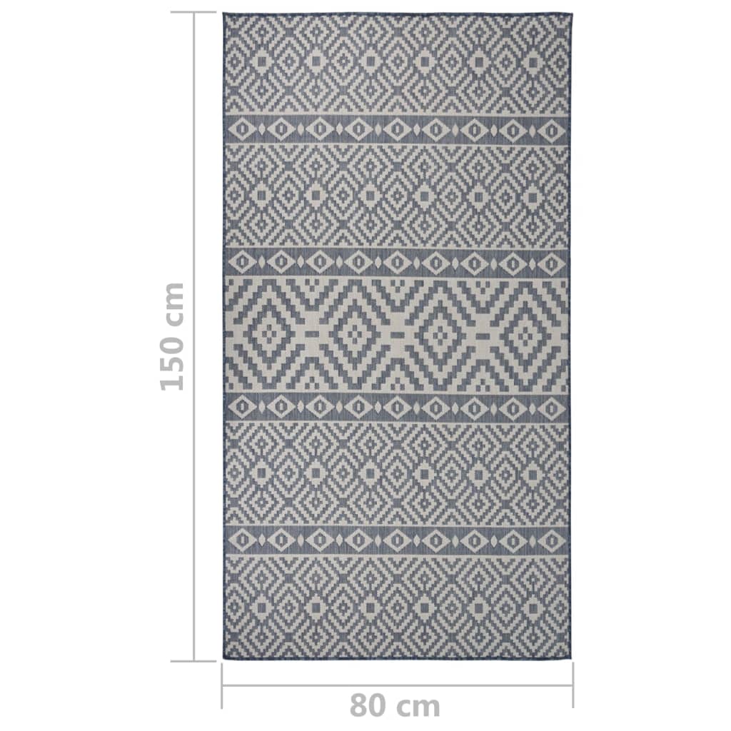 Outdoor-Teppich Flachgewebe 80x150 cm blaue Streifen