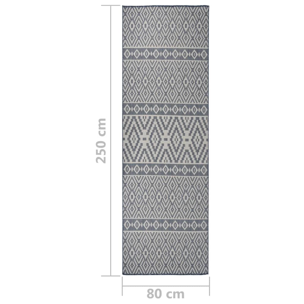 Outdoor-Teppich Flachgewebe 80x250 cm blaue Streifen