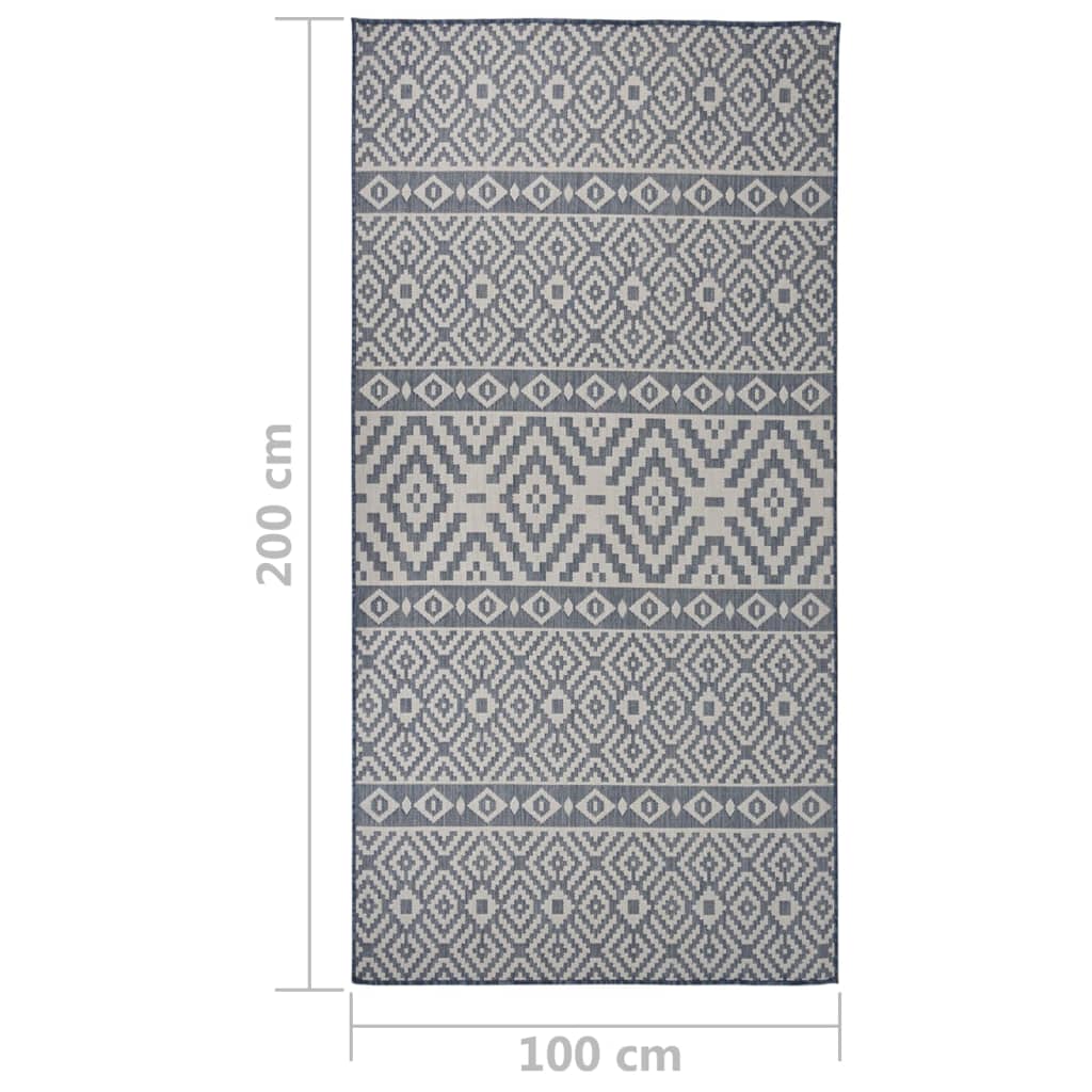 Outdoor-Teppich Flachgewebe 100x200 cm blaue Streifen