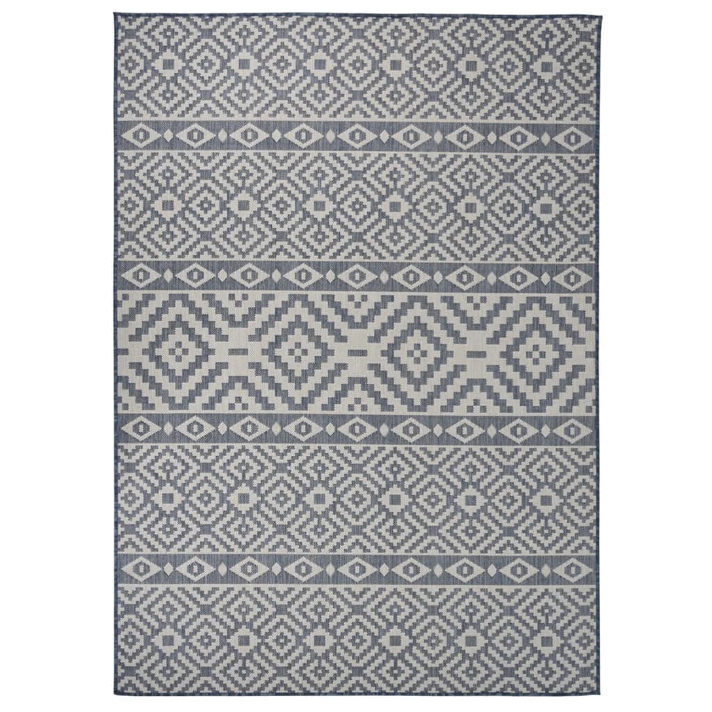 Outdoor-Teppich Flachgewebe 120x170 cm blaue Streifen