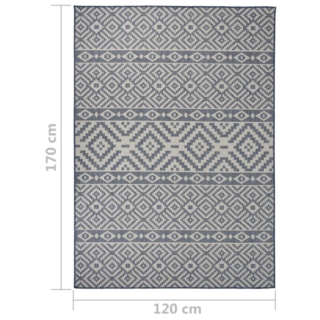 Outdoor-Teppich Flachgewebe 120x170 cm blaue Streifen