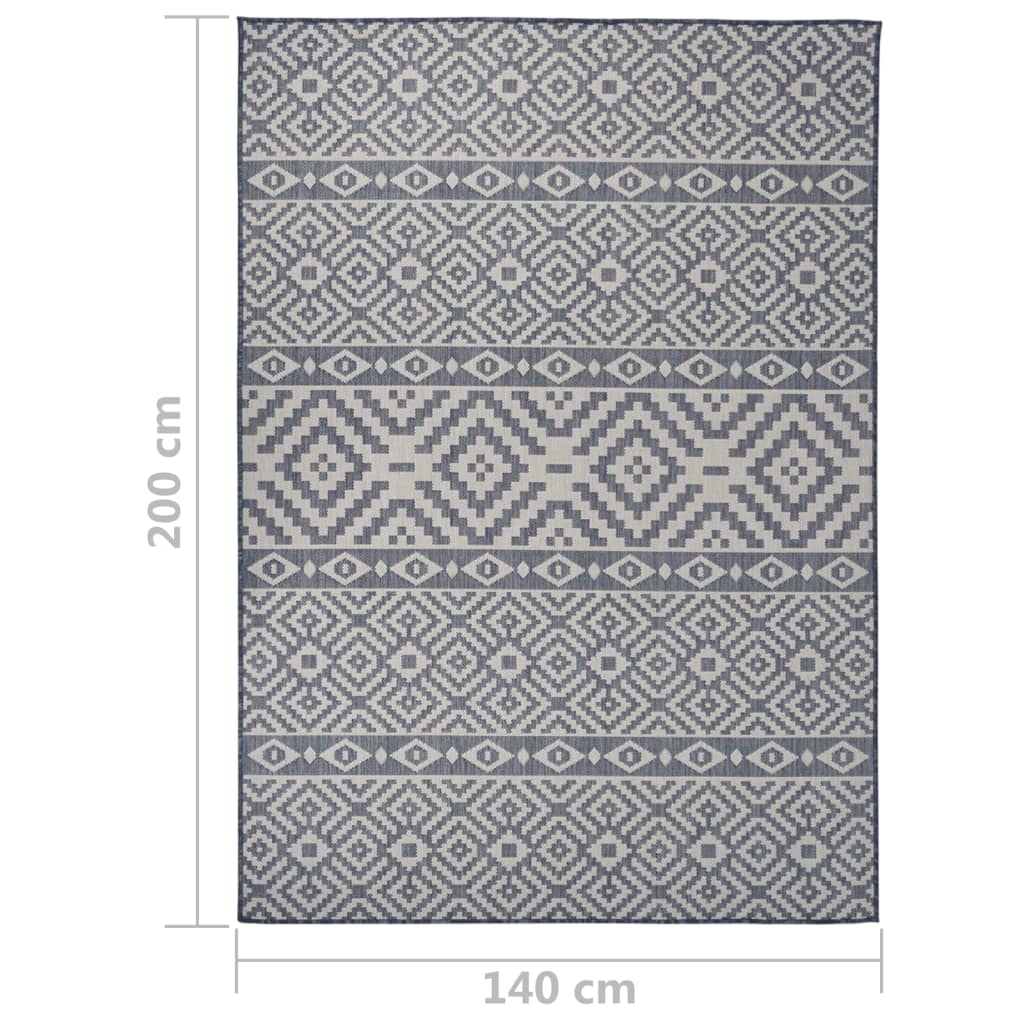 Outdoor-Teppich Flachgewebe 140x200 cm blaue Streifen