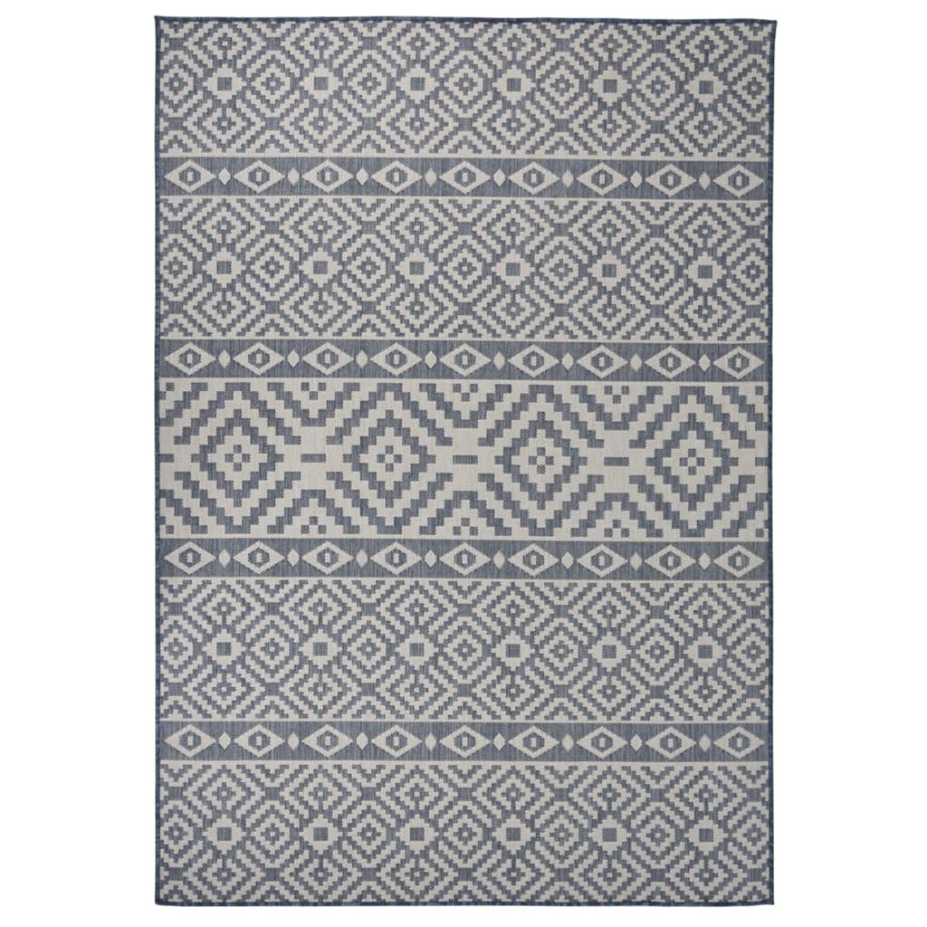 Outdoor-Teppich Flachgewebe 160x230 cm blaue Streifen