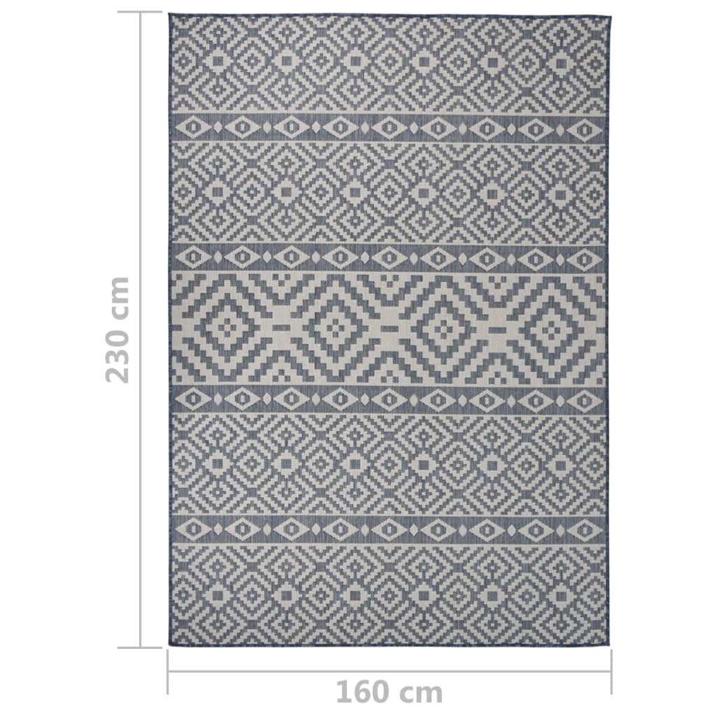 Outdoor-Teppich Flachgewebe 160x230 cm blaue Streifen