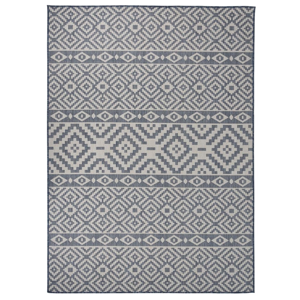 Outdoor-Teppich Flachgewebe 200x280 cm blaue Streifen