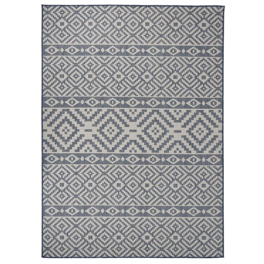 Outdoor-Teppich Flachgewebe 200x280 cm blaue Streifen