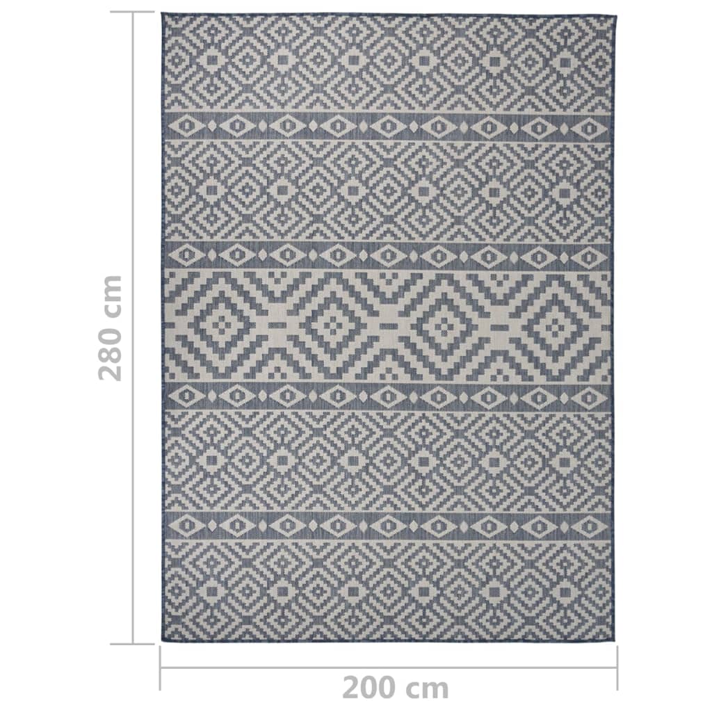 Outdoor-Teppich Flachgewebe 200x280 cm blaue Streifen