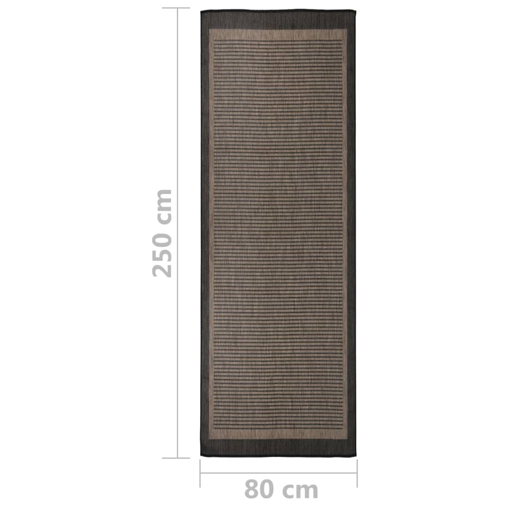 Outdoor-Teppich Flachgewebe 80x250 cm dunkelbraun