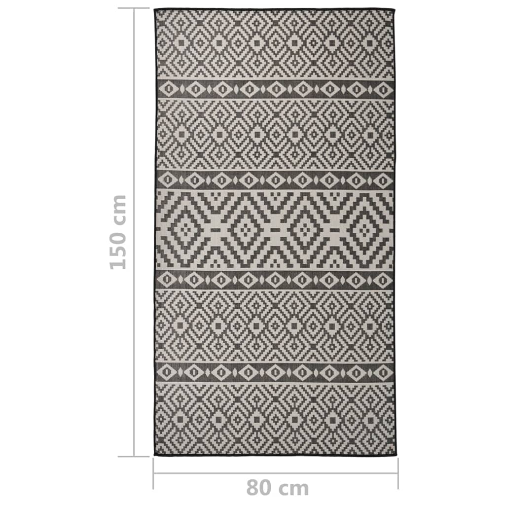 Outdoor-Teppich Flachgewebe 80x150 cm schwarze Streifen