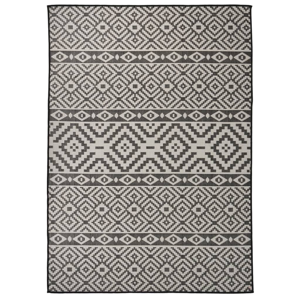 Outdoor-Teppich Flachgewebe 120x170 cm schwarze Streifen