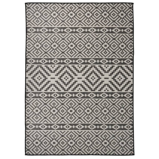 Outdoor-Teppich Flachgewebe 120x170 cm schwarze Streifen