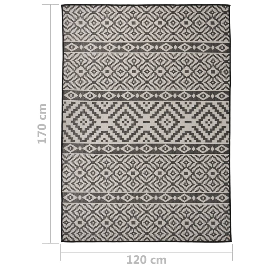 Outdoor-Teppich Flachgewebe 120x170 cm schwarze Streifen