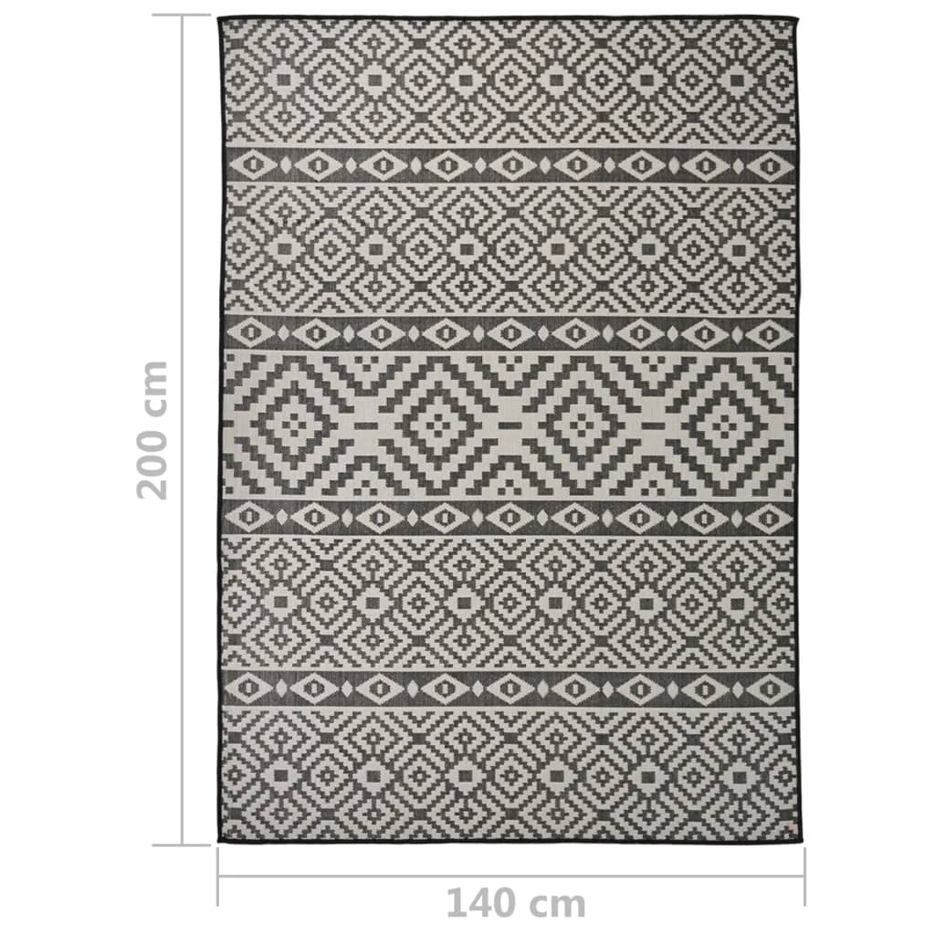 Outdoor-Teppich Flachgewebe 140x200 cm schwarze Streifen