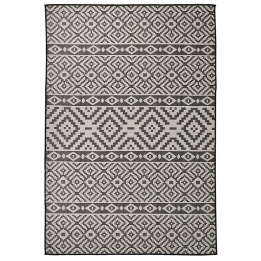 Outdoor-Teppich Flachgewebe 160x230 cm schwarze Streifen