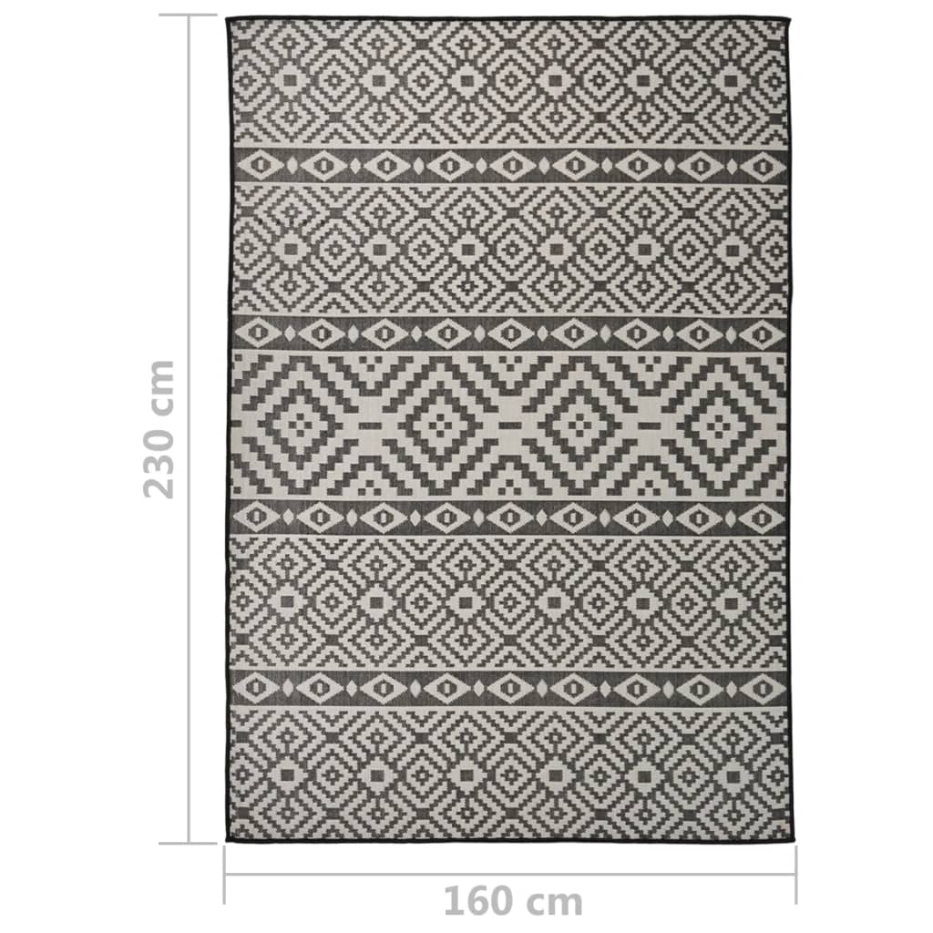 Outdoor-Teppich Flachgewebe 160x230 cm schwarze Streifen