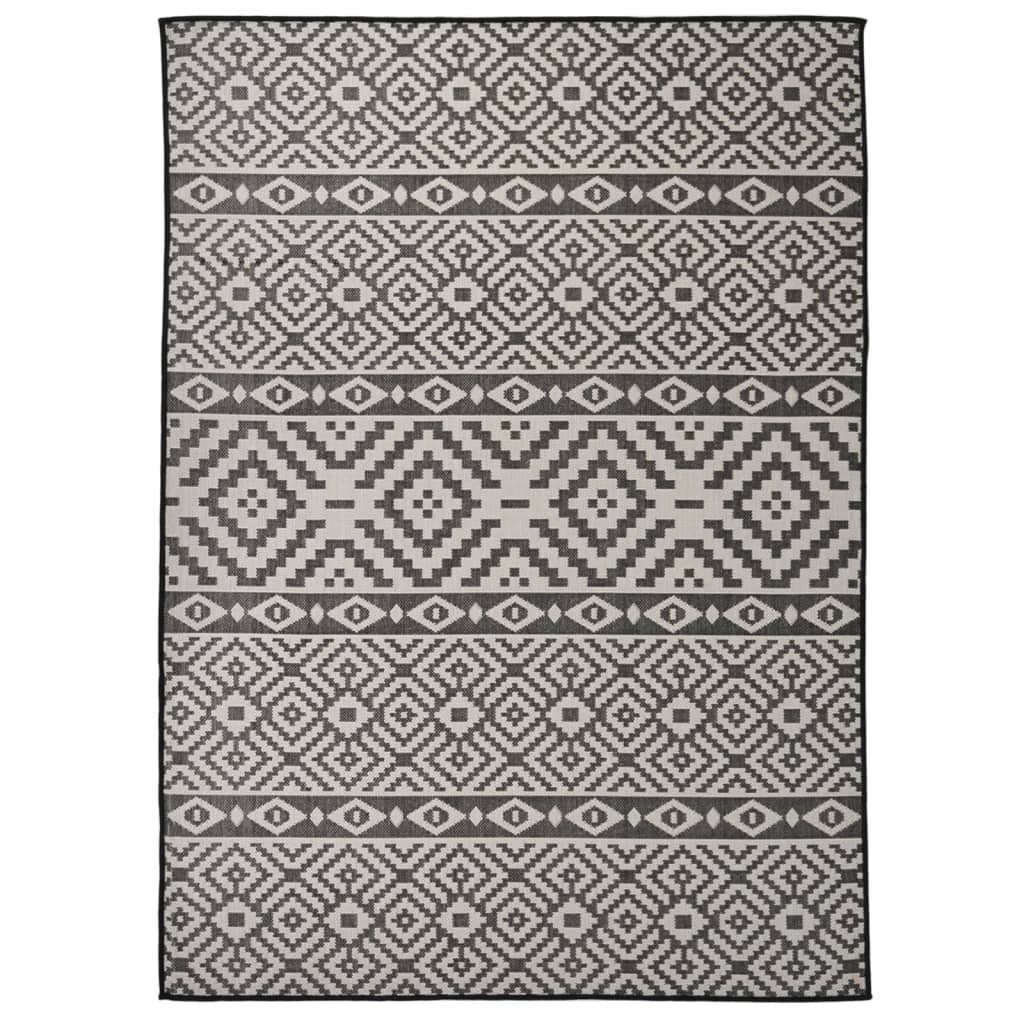 Outdoor-Teppich Flachgewebe 200x280 cm schwarze Streifen