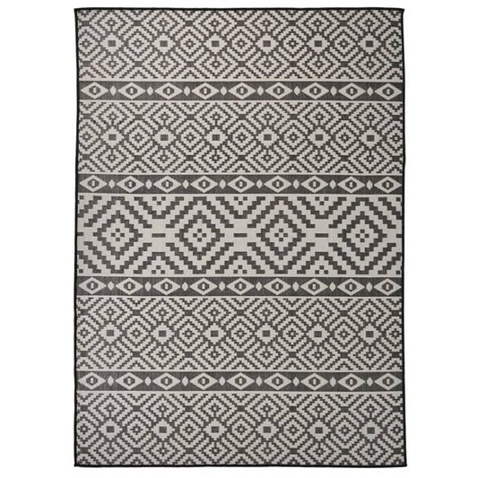 Outdoor-Teppich Flachgewebe 200x280 cm schwarze Streifen