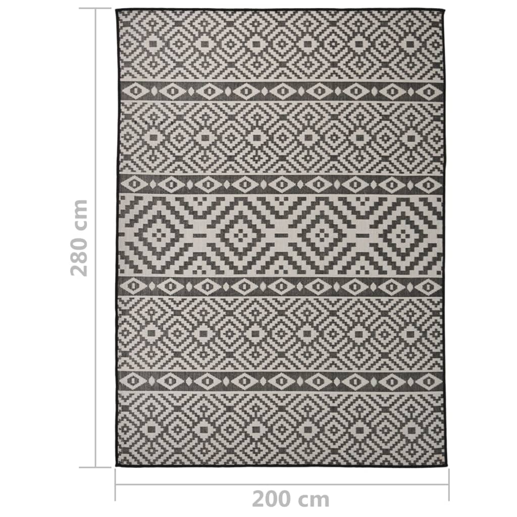 Outdoor-Teppich Flachgewebe 200x280 cm schwarze Streifen