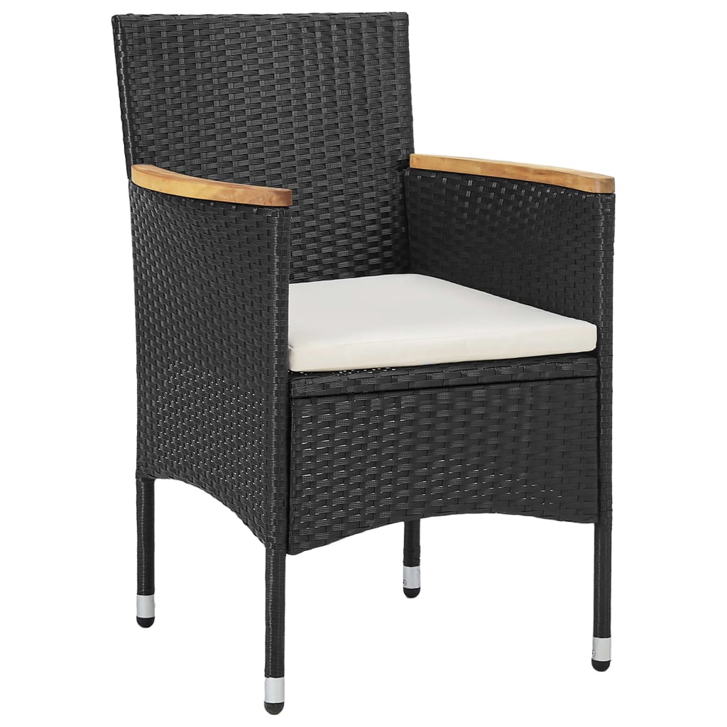 3-piece outdoor dining set poly rattan black