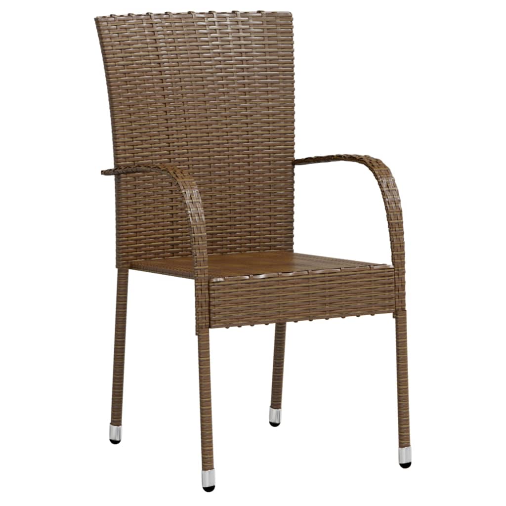 3-teiliges Garten-Essset Polyrattan braun