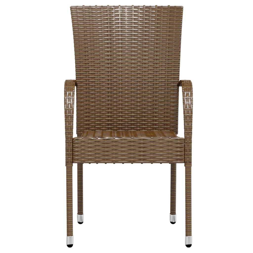 3-teiliges Garten-Essset Polyrattan braun