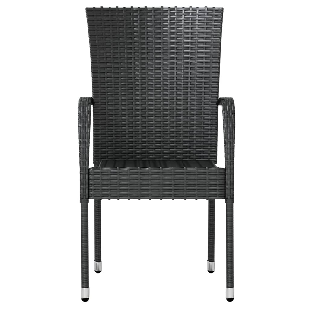 3-piece garden dining set poly rattan black