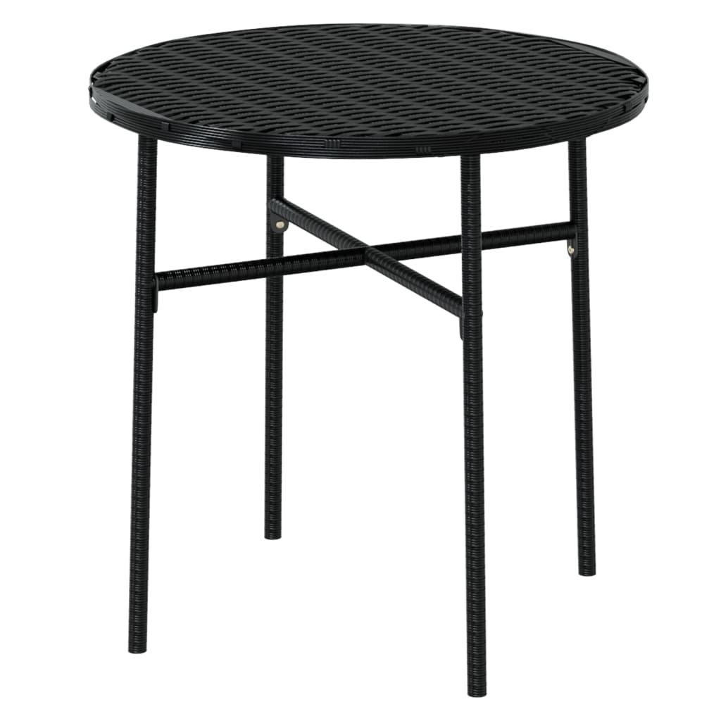 3-piece garden dining set poly rattan black