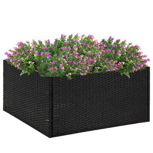 Blumenkasten schwarz 80x80x40 cm Polyrattan