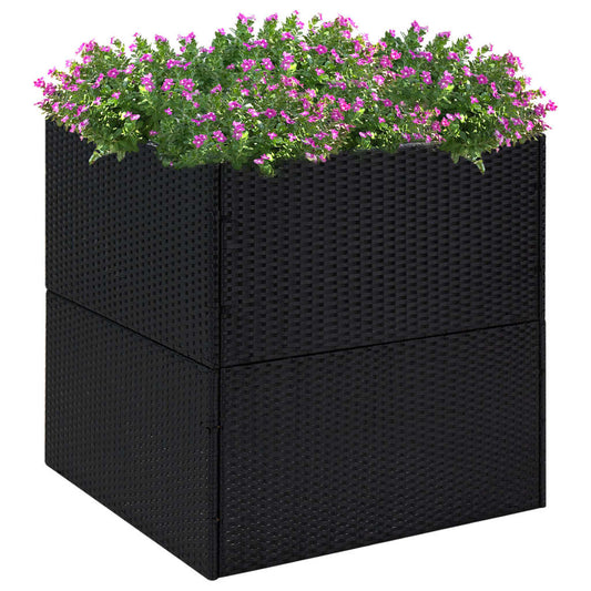 Flower box black 80x80x80 cm poly rattan