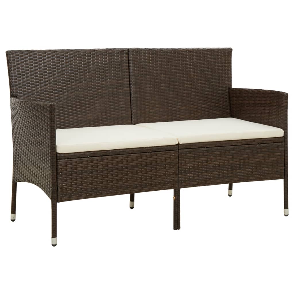 3-Sitzer-Gartensofa mit Kissen, braunes Polyrattan