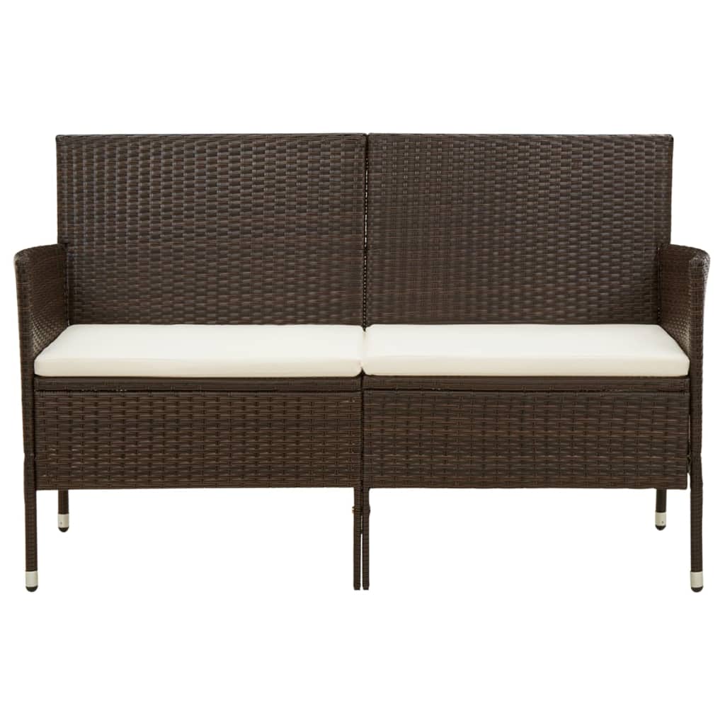 3-Sitzer-Gartensofa mit Kissen, braunes Polyrattan