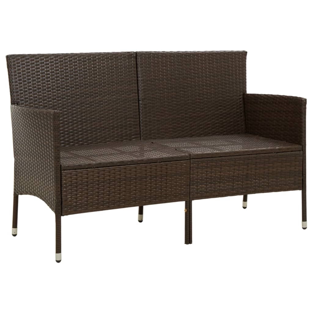 3-Sitzer-Gartensofa mit Kissen, braunes Polyrattan