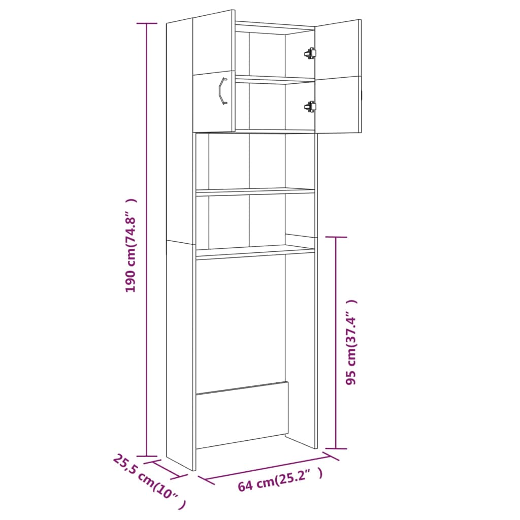 Pesukonekaappi ruskea tammi 64x25,5x190 cm