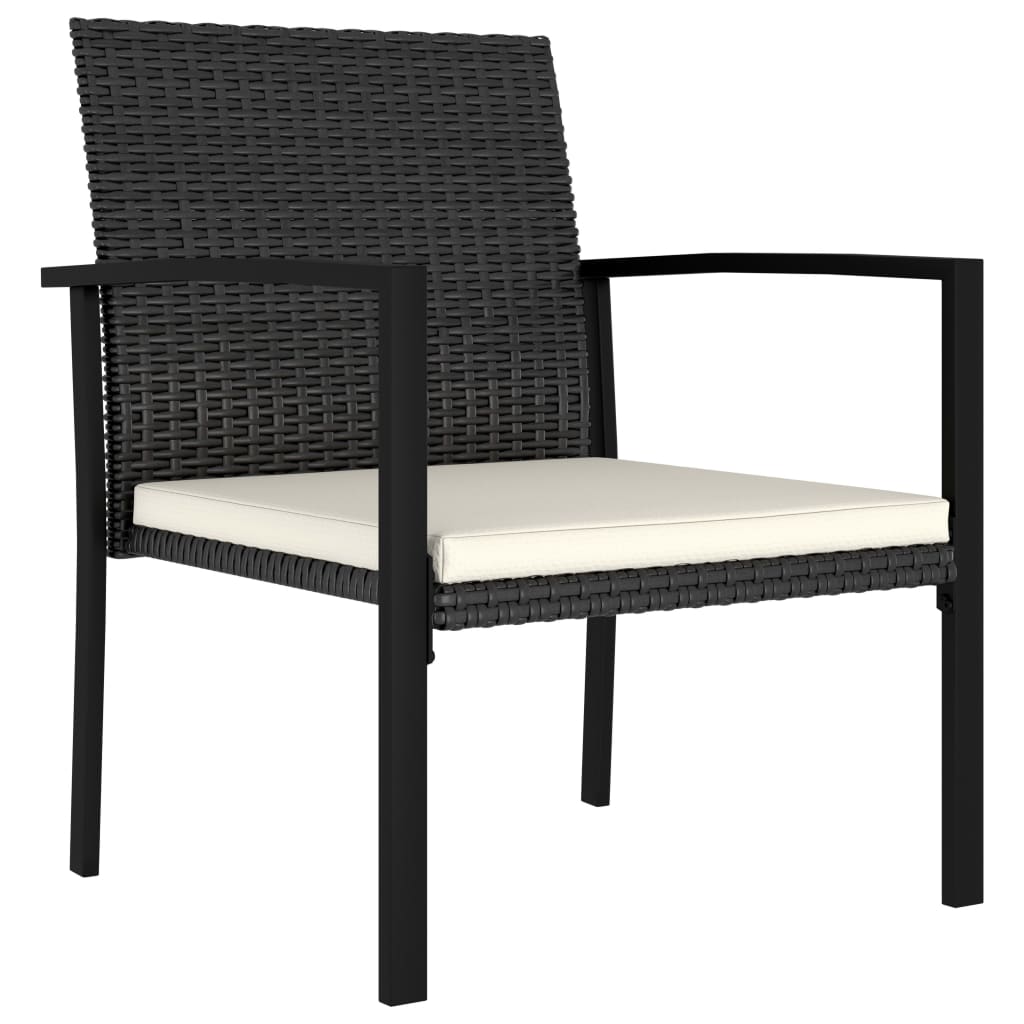 3-piece outdoor dining set poly rattan black