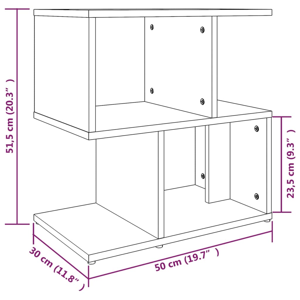 Yöpöydät 2 kpl harmaa Sonoma 50x30x51,5 cm tekninen puu