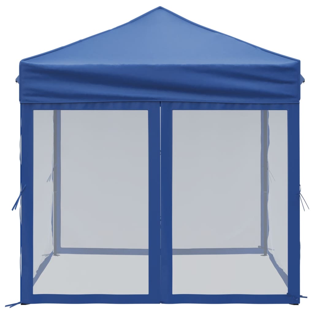 Foldable party tent with side walls blue 2x2 m