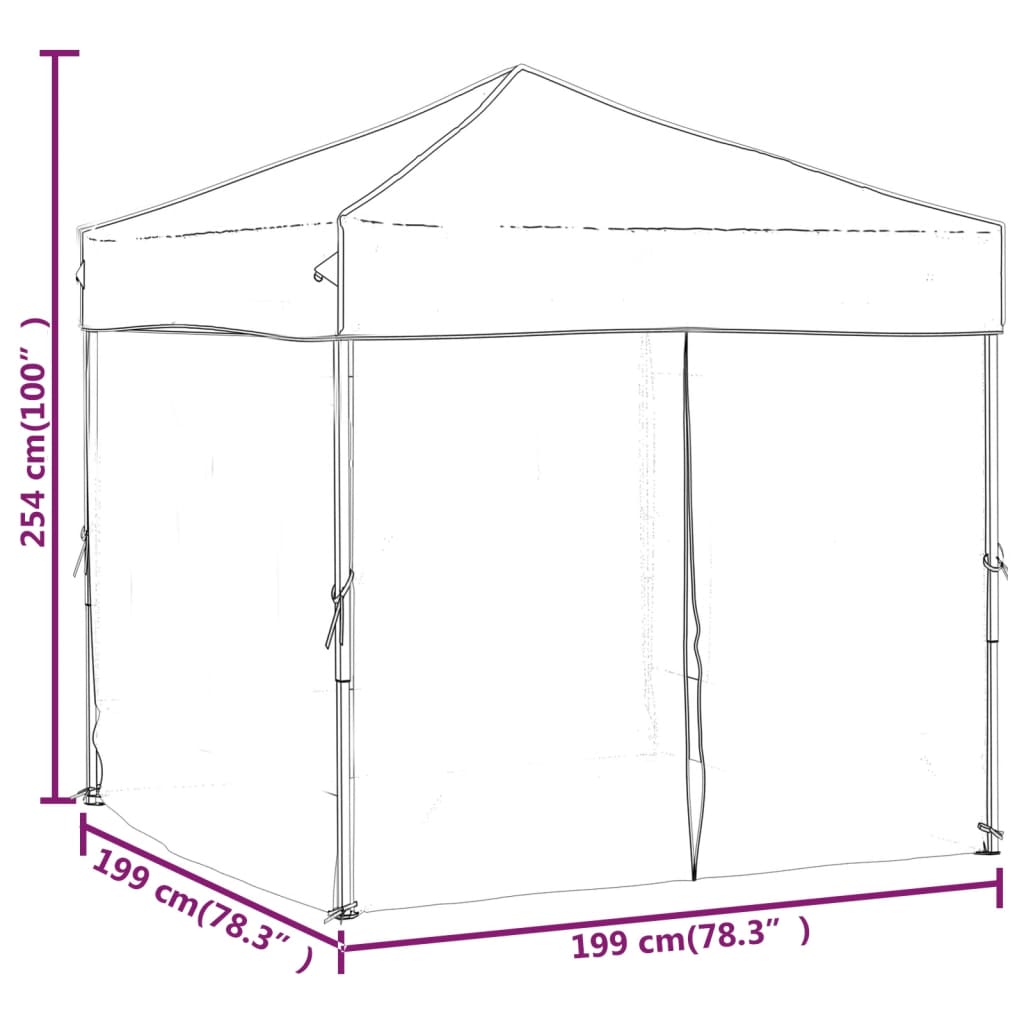 Foldable party tent with side walls blue 2x2 m