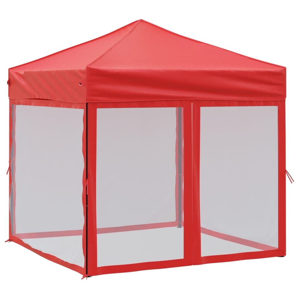 Foldable party tent with side walls red 2x2 m