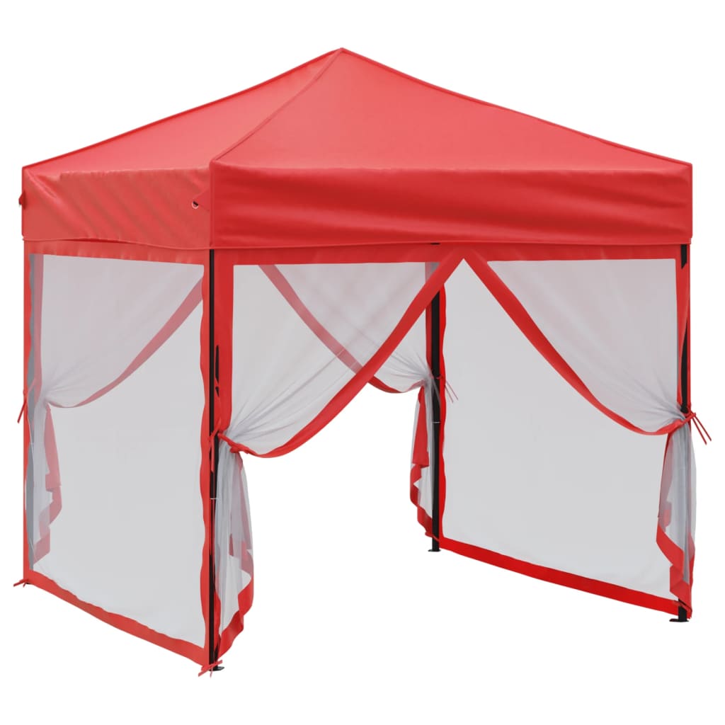 Foldable party tent with side walls red 2x2 m