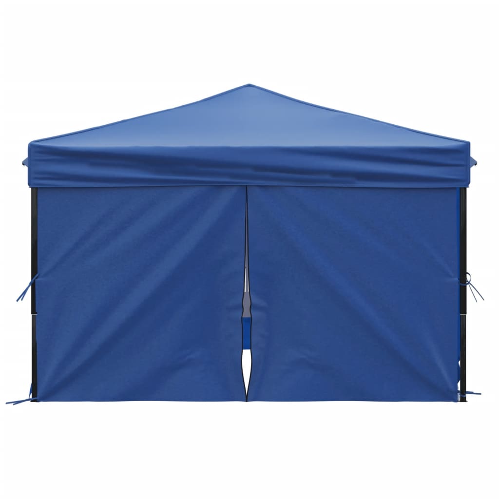 Foldable party tent with side walls blue 3x3 m