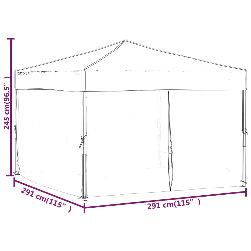 Kokoontaittuva juhlateltta sivuseinillä kerma 3x3 m