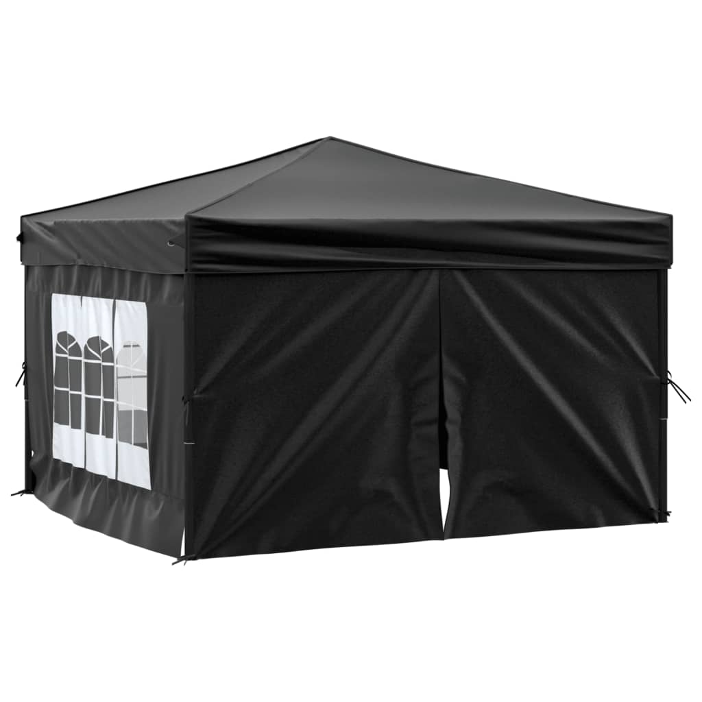 Foldable party tent with side walls black 3x3 m