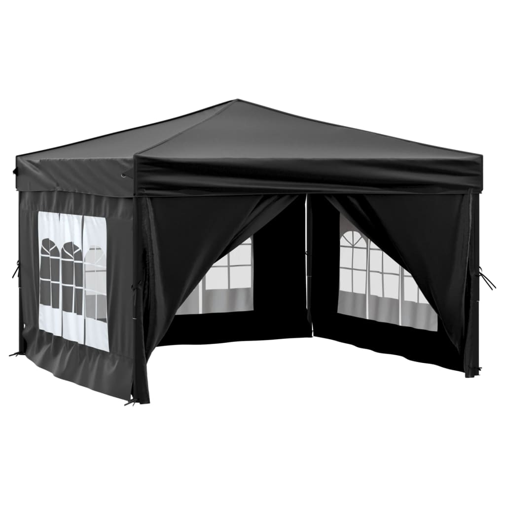 Foldable party tent with side walls black 3x3 m