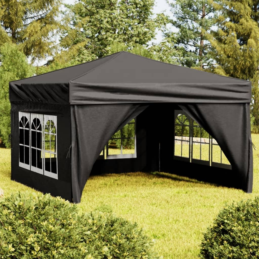 Foldable party tent with side walls black 3x3 m