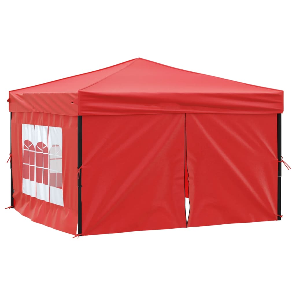 Foldable party tent with side walls red 3x3 m