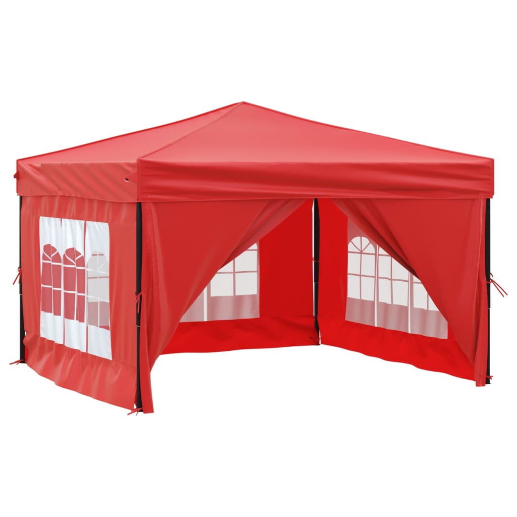 Foldable party tent with side walls red 3x3 m