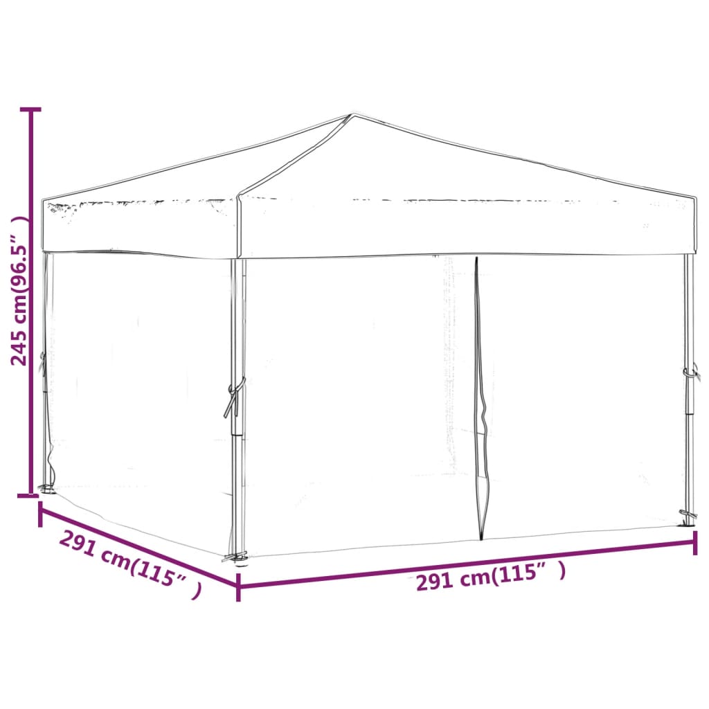 Foldable party tent with side walls red 3x3 m